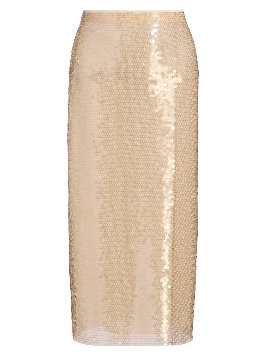 Women's Kiah Sequin Pencil Midi-Skirt - Champagne - Size 12