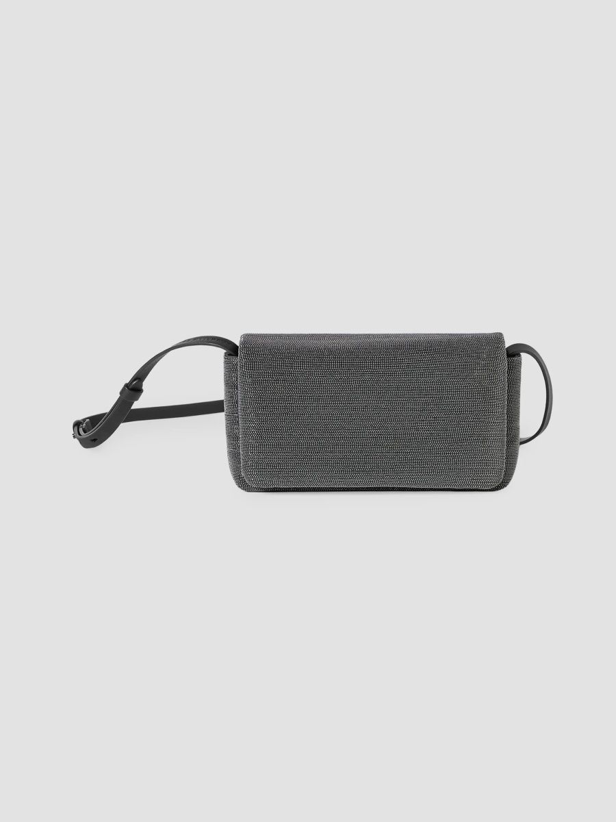 Brunello Cucinelli Women's Precious Flap Crossbody Bag in Grained Leather - Black