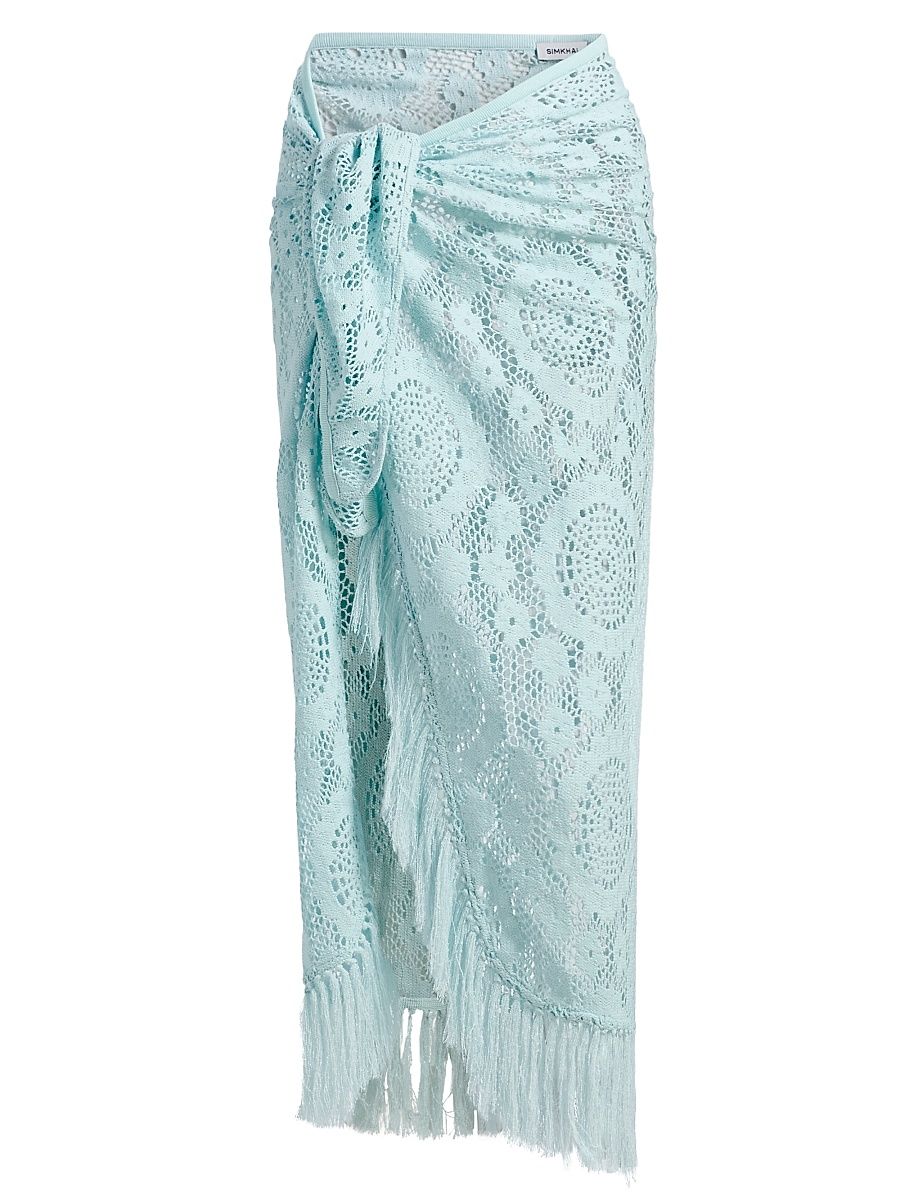 Women's Thyri Crochet Fringe-Trim Parreo - Sky