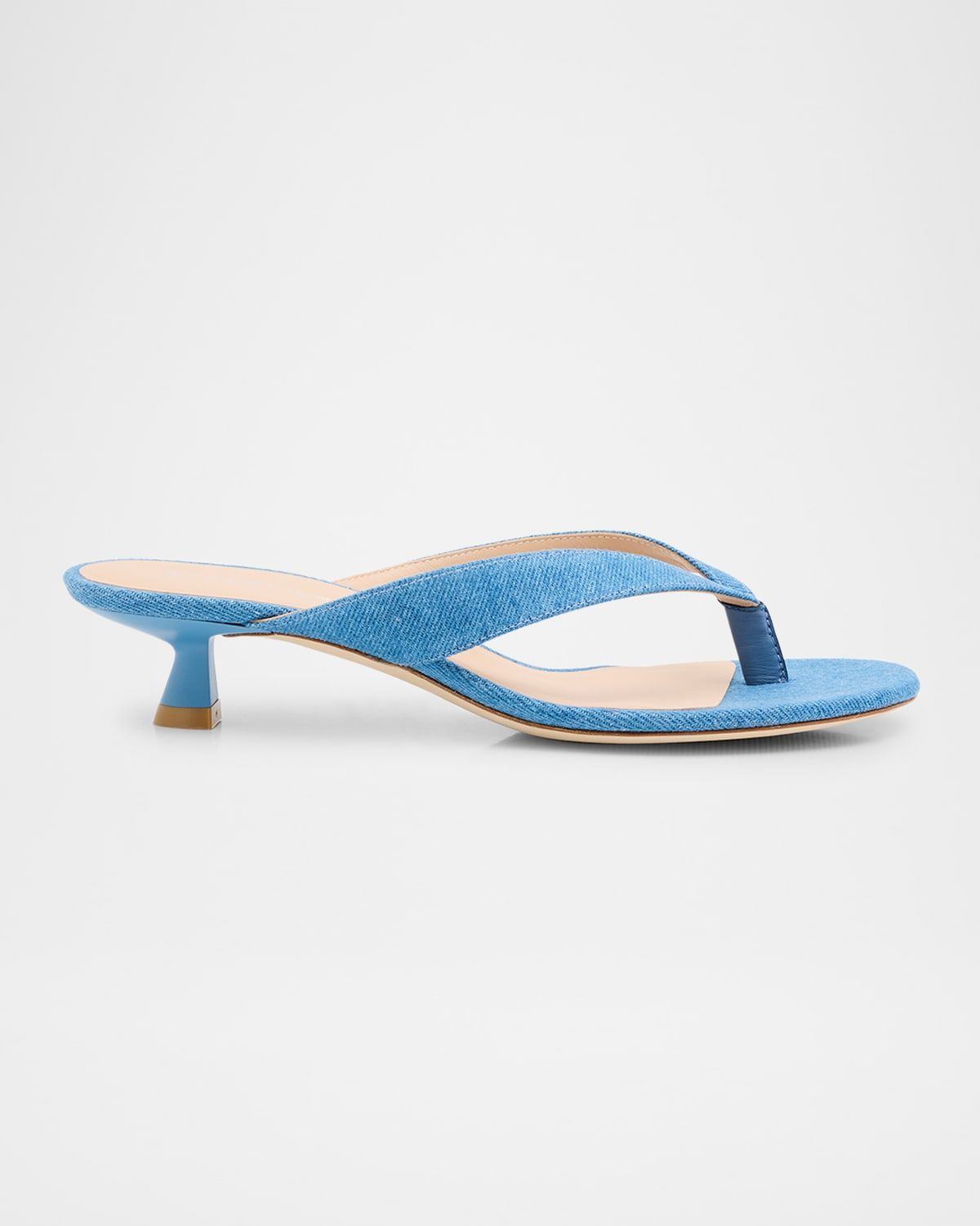 Rio Denim Kitten-Heel Thong Sandals