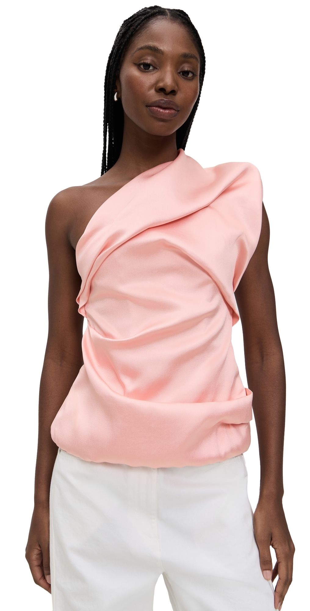 Marques'Almeida Heavy Satin Draped Top Pink 16