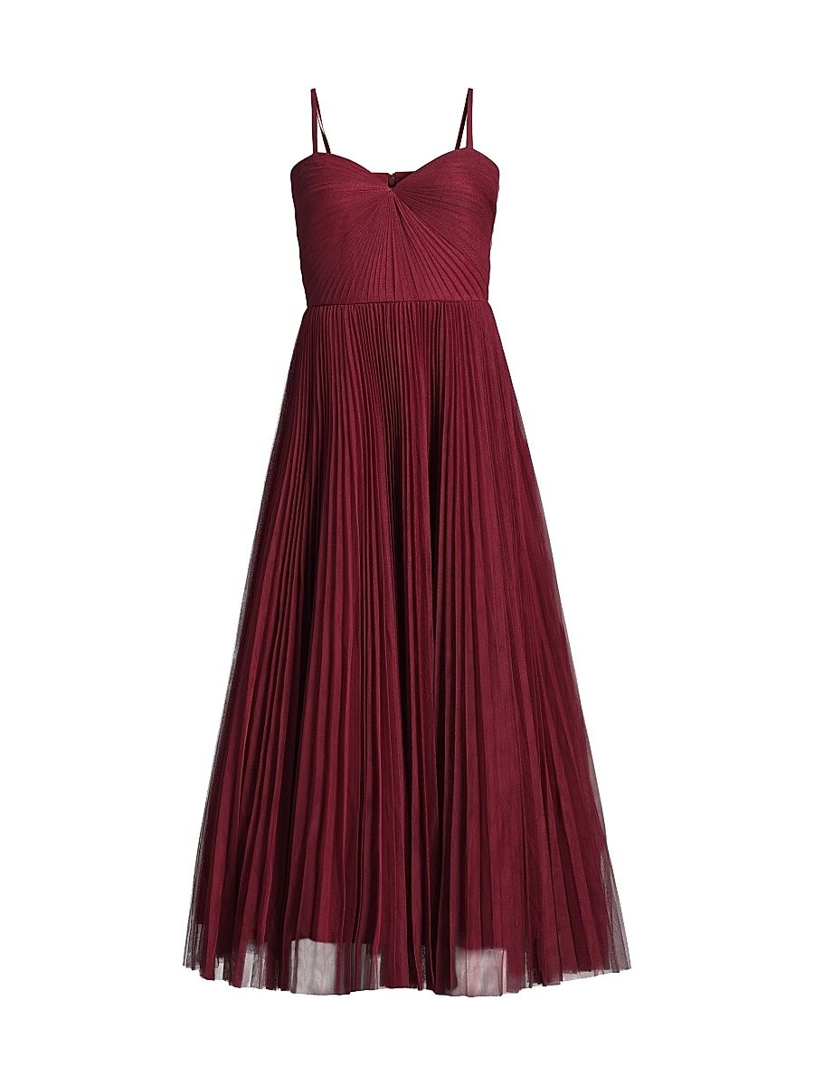 Women's Virginia Pleated Tulle Gown - Pomegranate - Size 14