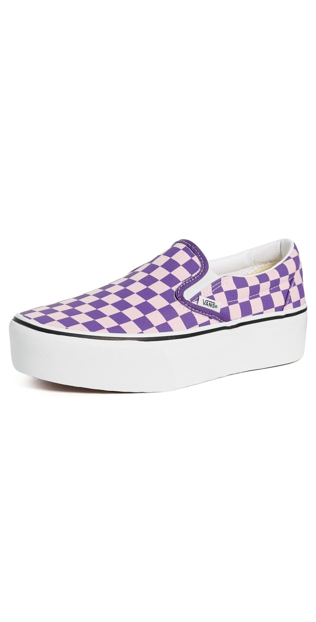 Vans Classic Slip On Stackform Sneakers Checkerboard Pale Pink/Purple M 7.5/ W 9