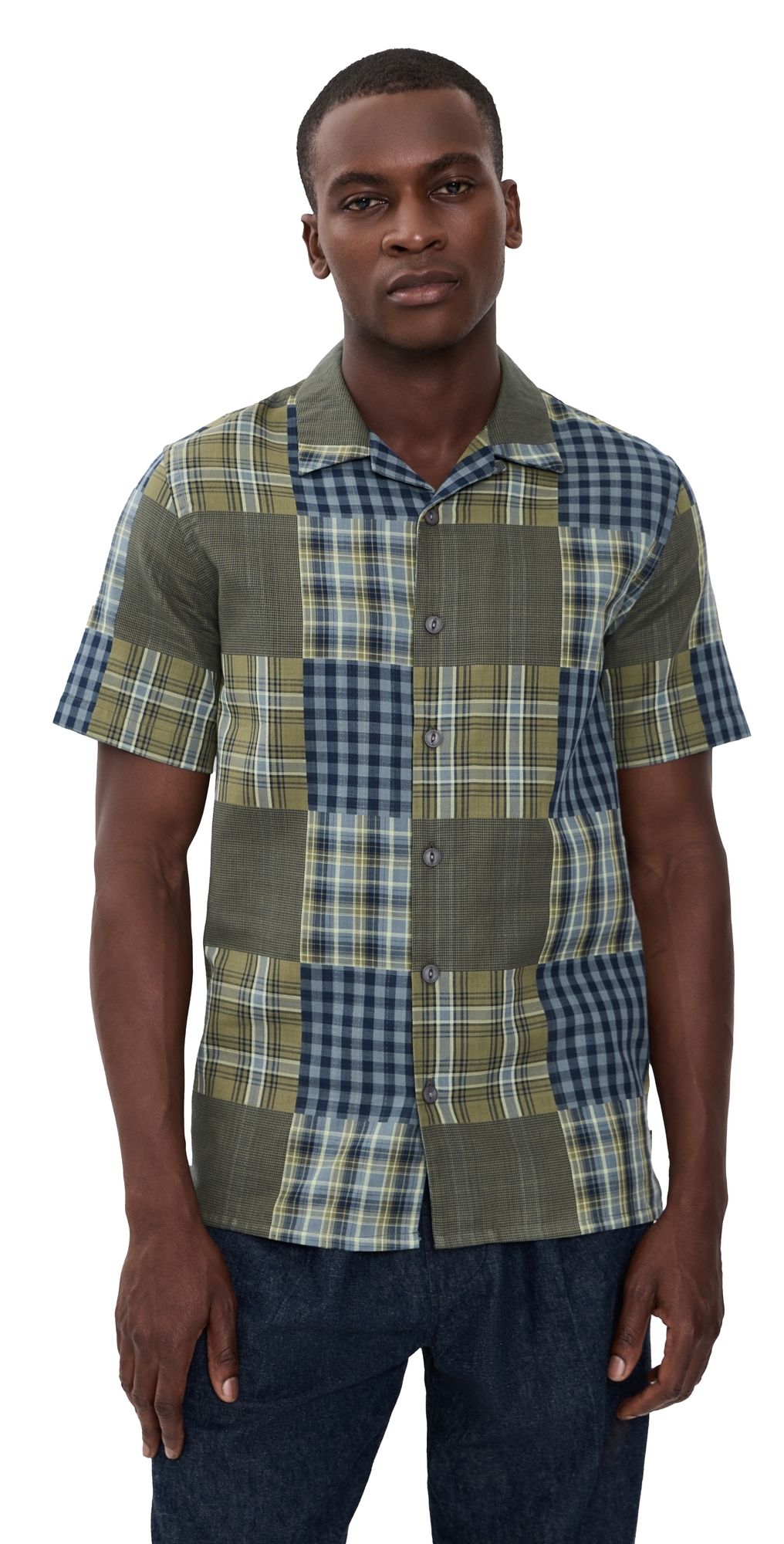 PS Paul Smith Short Sleeve Patchwork Shirt Dark Green L