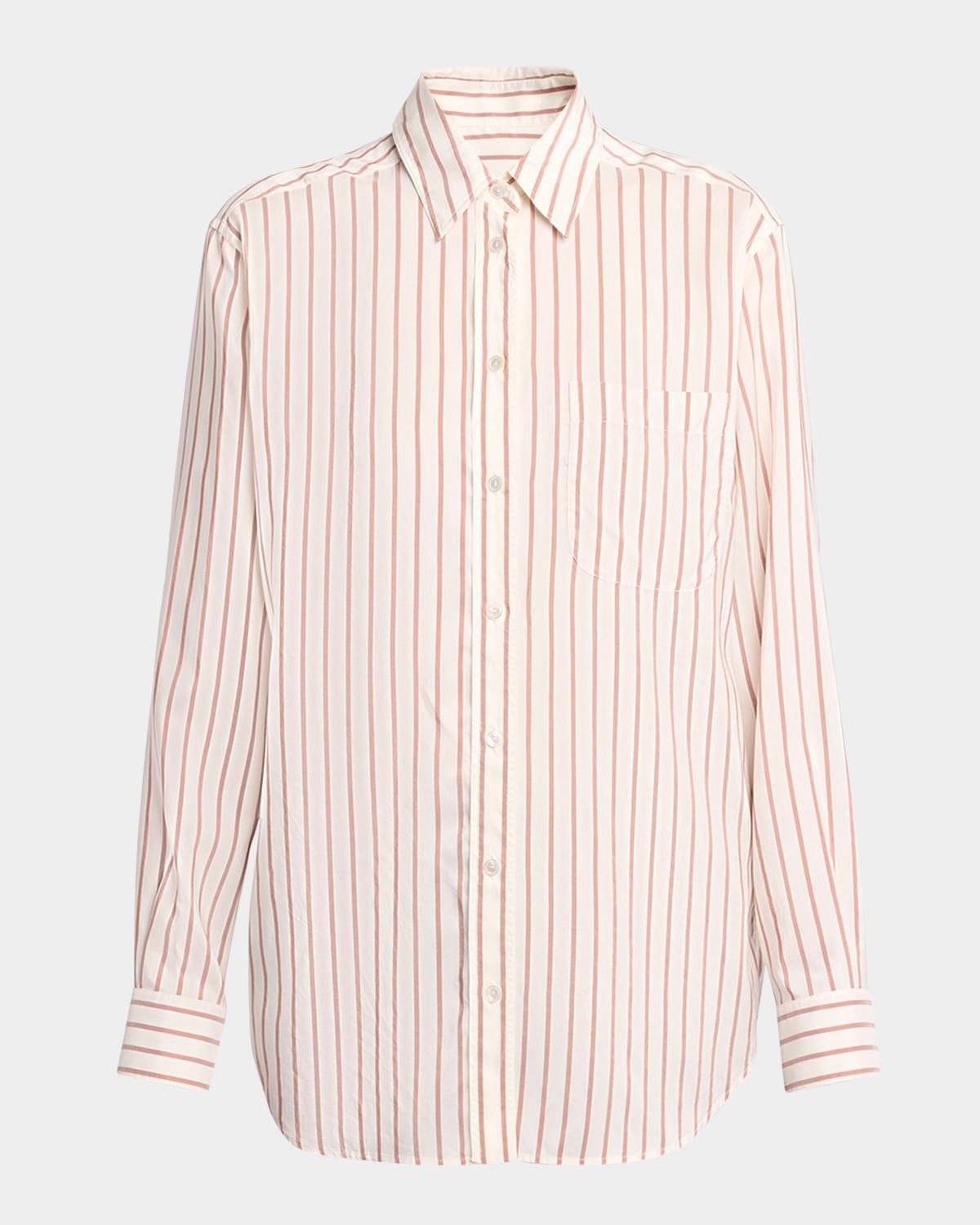 Gavina Striped Silk Poplin Button-Down Shirt