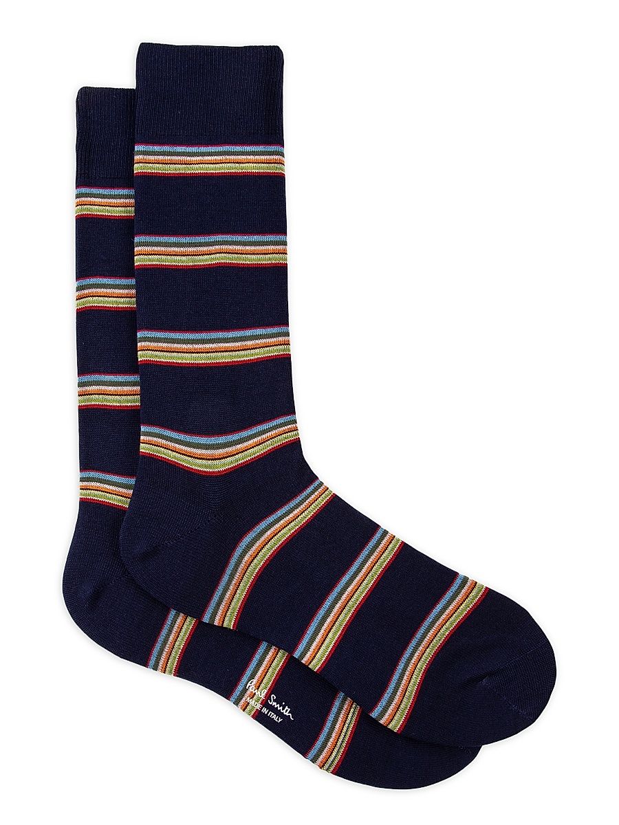 Men's Multiblock Striped Socks - Black