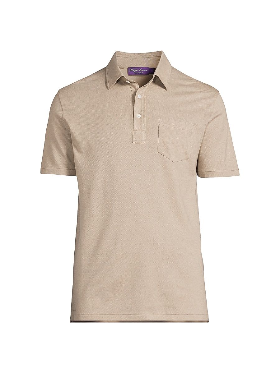 Men's Piqué Cotton-Cashmere Polo Shirt - Truffle - Size Small