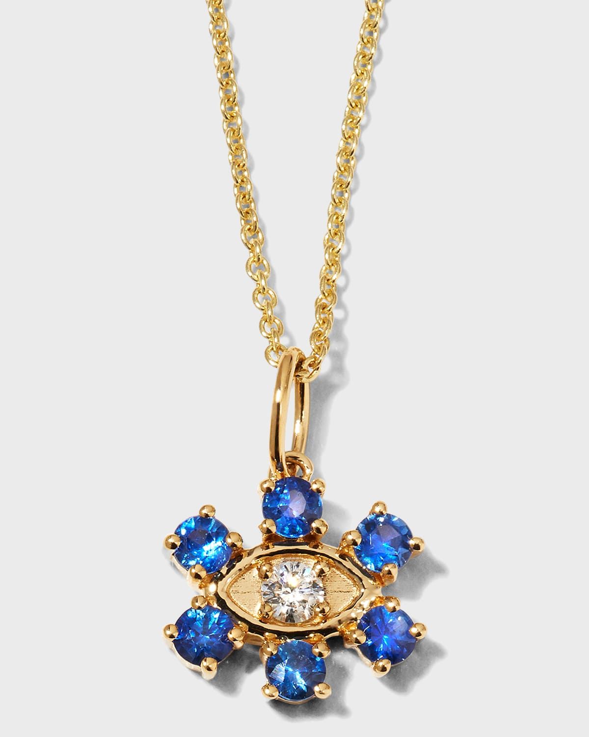 Eye with Stone Surrounding Sapphire Necklace