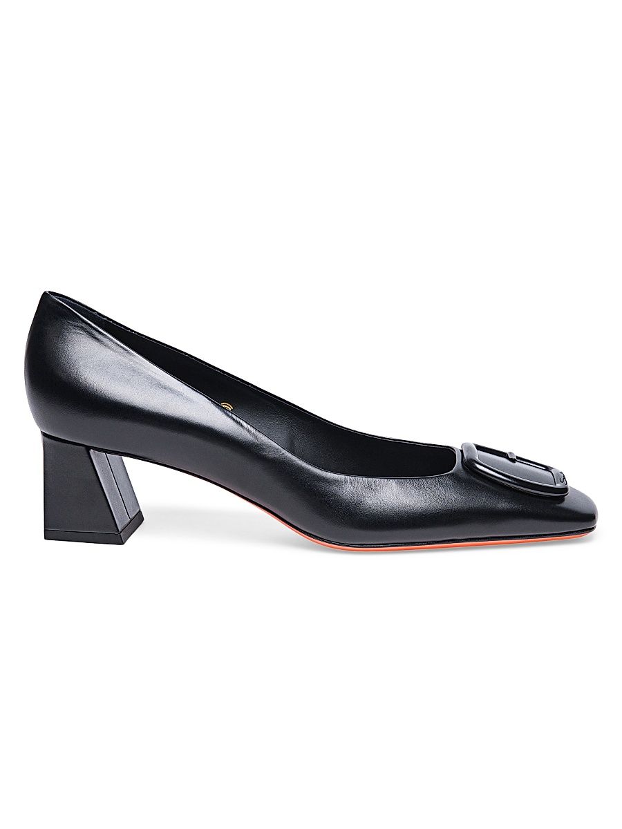 Women's Soft Square 50MM Leather Pumps - Black - Size 11