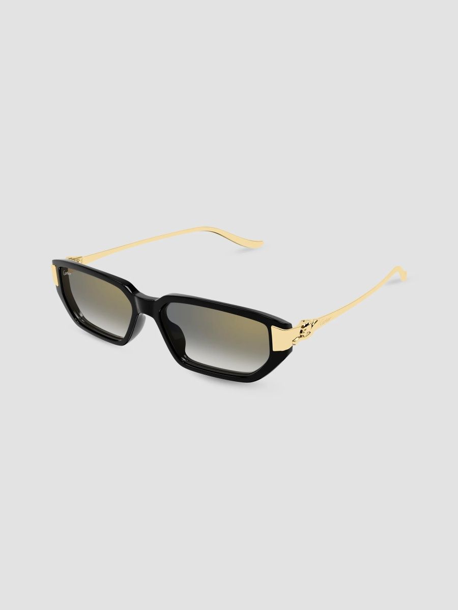 Cartier Women's Panthère De Cartier 54MM Panthère Classic 24 Carat Gold-Plated Metal Rectangular Sunglasses - Black