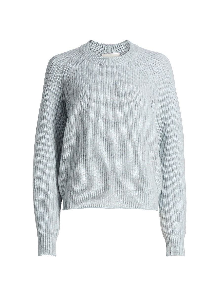 Women's Miki D Rib-Knit Cashmere Sweater - Misty Blue - Size Medium