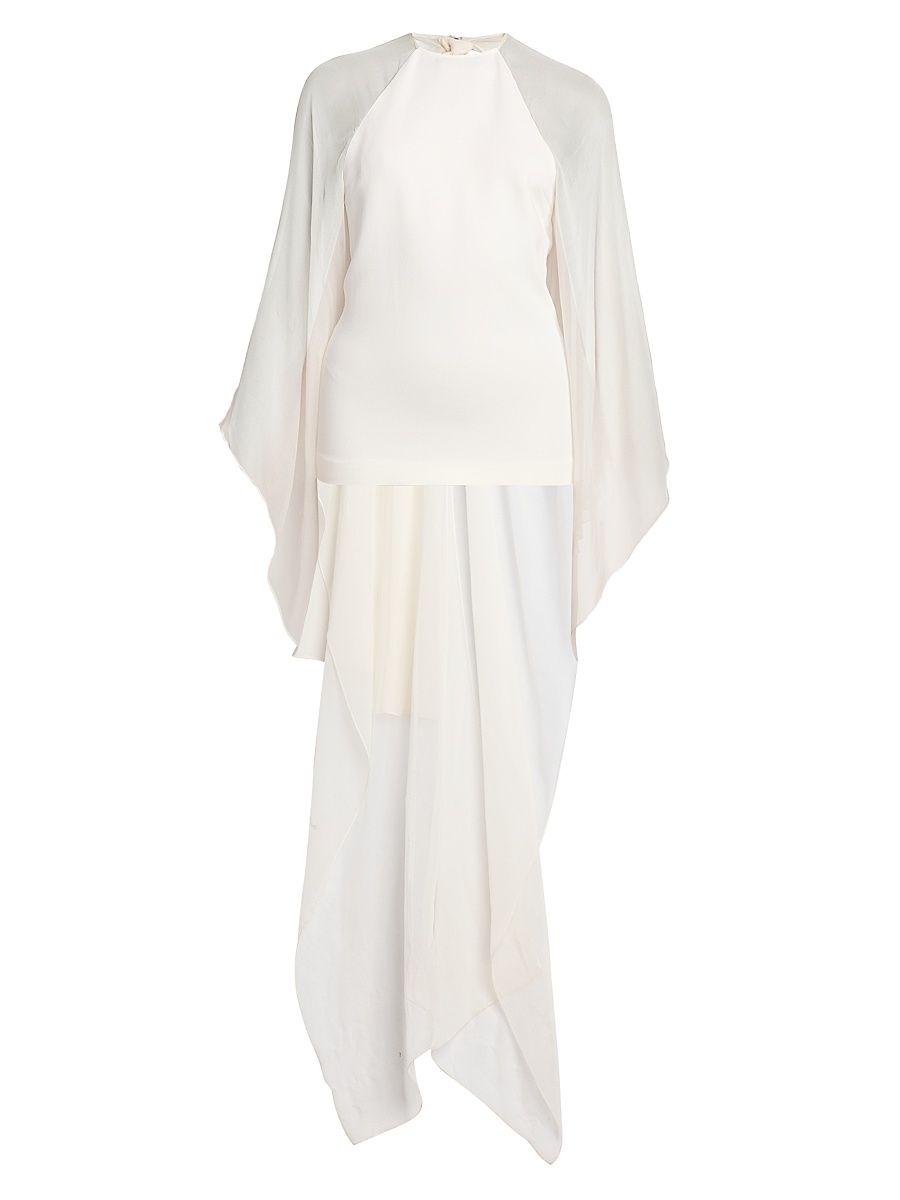 Women's Semi Sheer Longline Blouse - White - Size 8