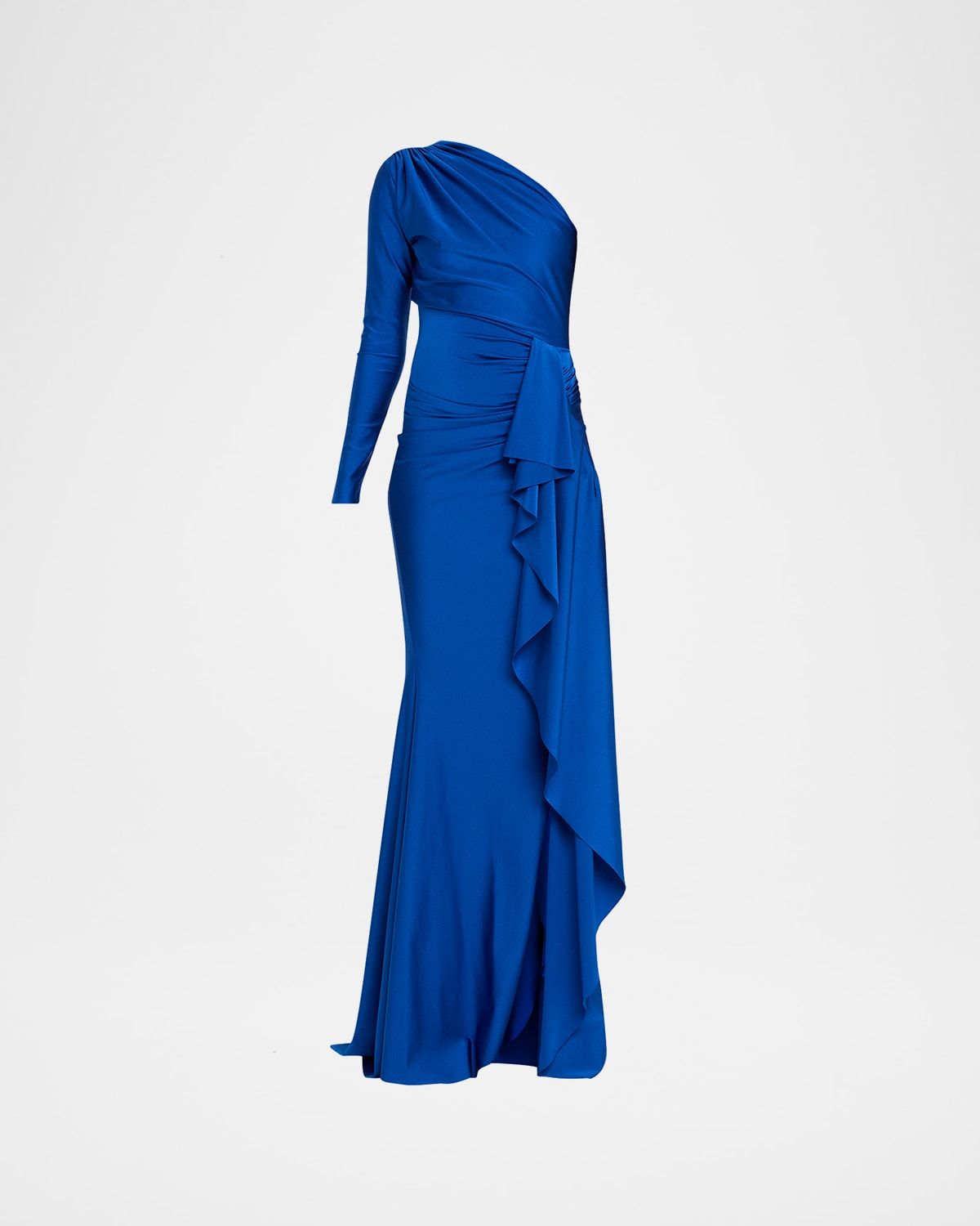 Serina One-Shoulder Draped Jersey Gown