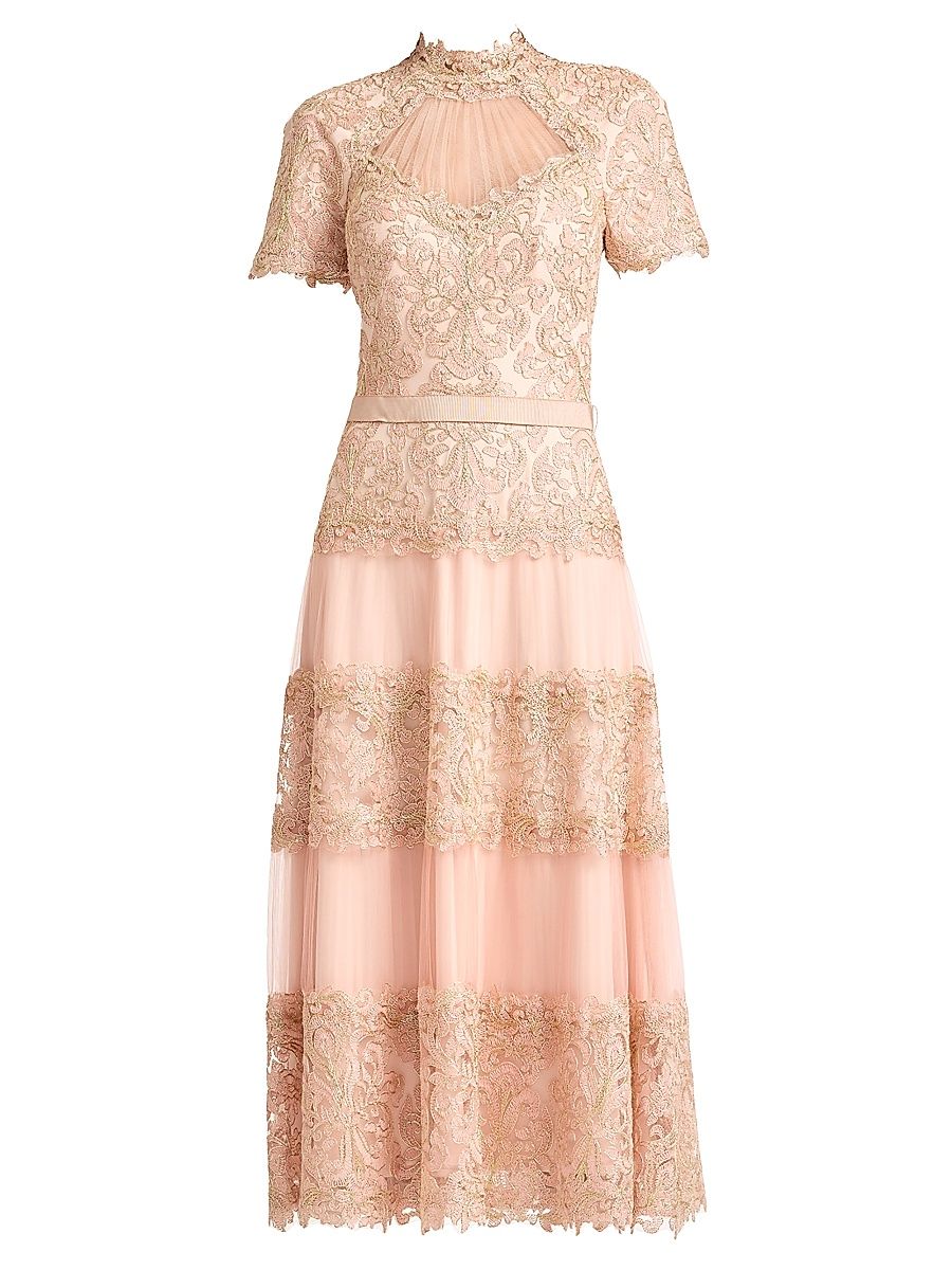 Women's Stelly Lotus-Embroidered Tulle Cocktail Dress - Petal Gold - Size 18