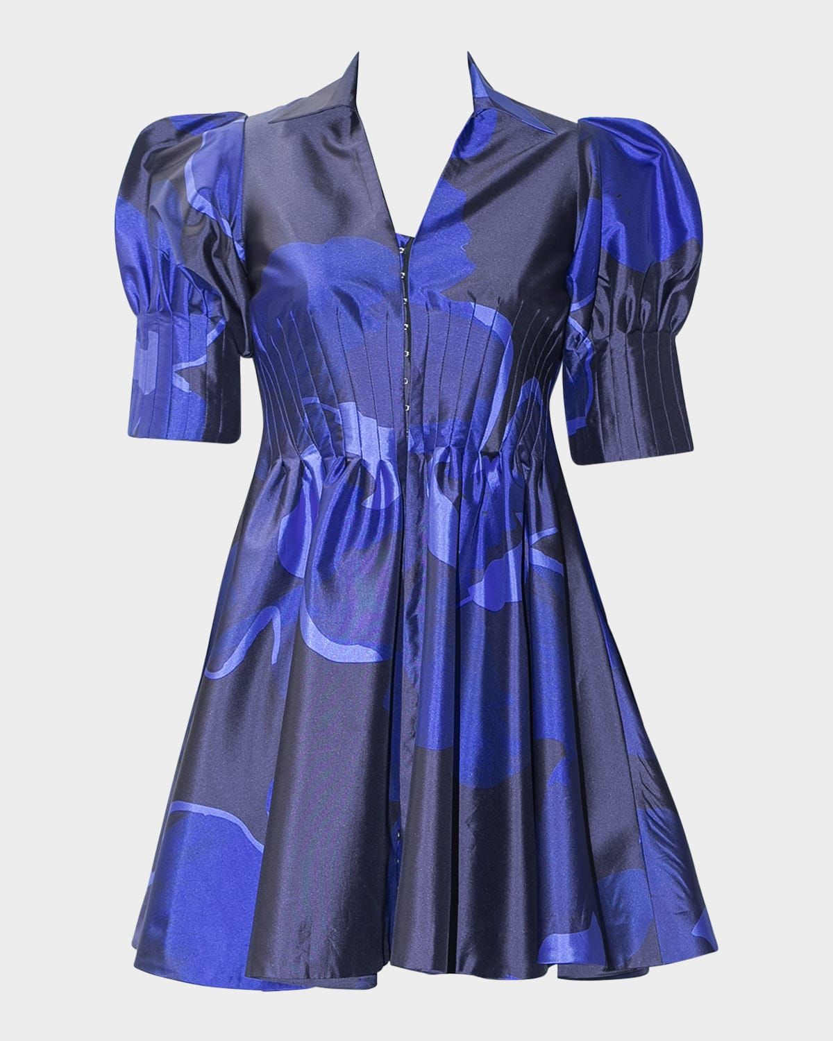 Realm Pleated Puff-Sleeve Mini Dress