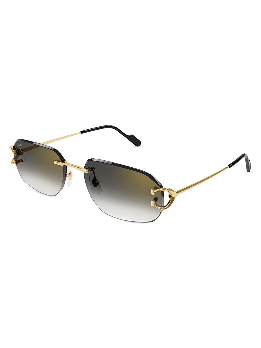 Women's C Decor 58MM 24K-Gold-Plated Metal Rimless Pilot Sunglasses - Gold Grey Gradient