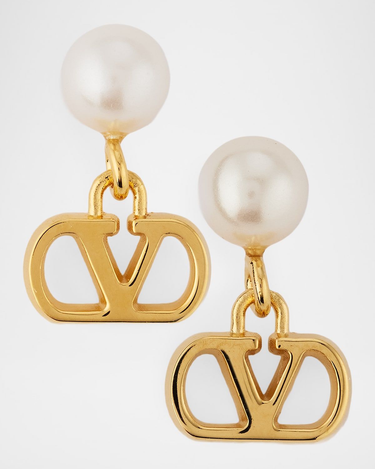 Pearly VLogo Drop Earrings