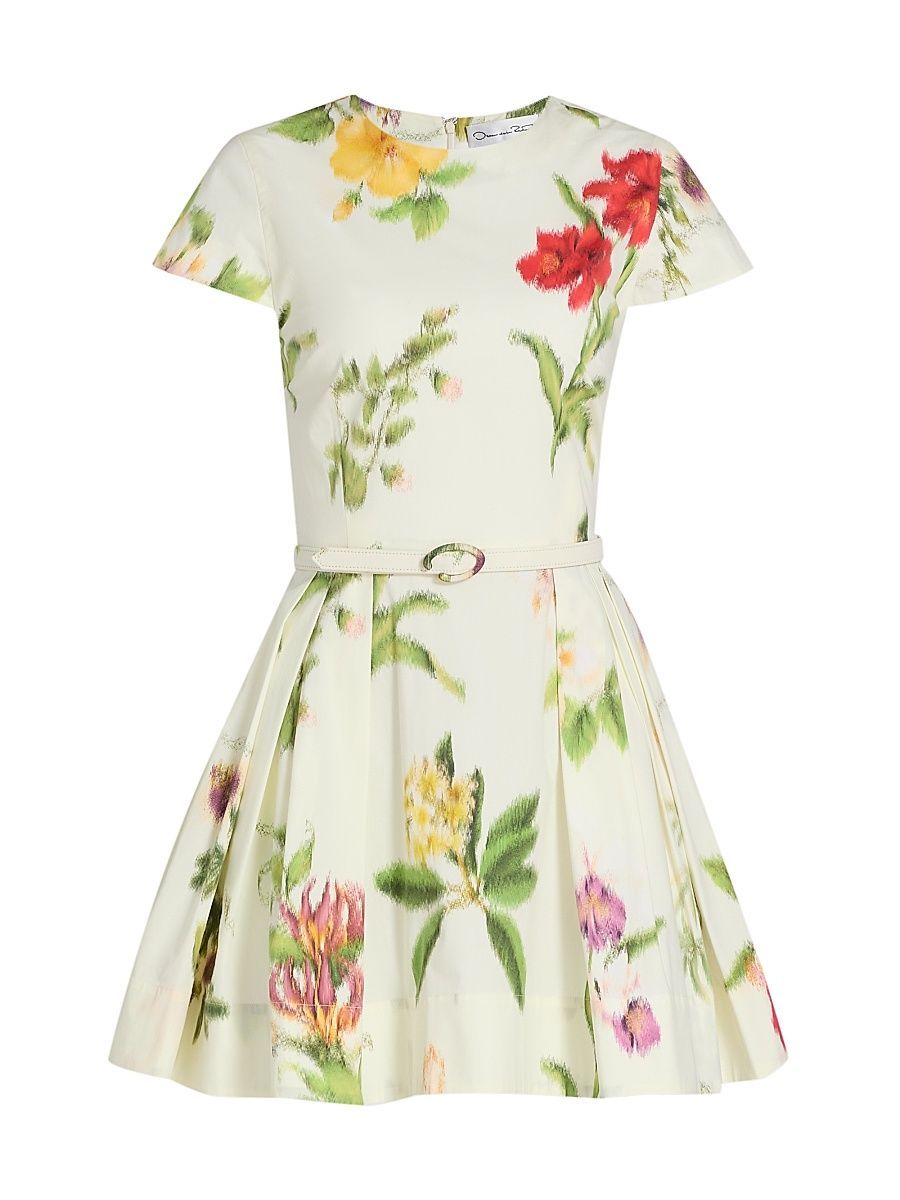 Women's Floral Poplin Day Minidress - Ivory Multi - Size 12