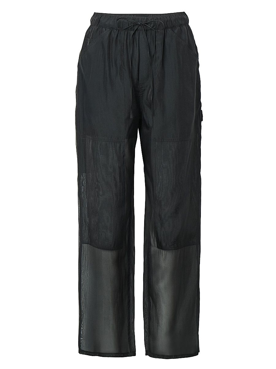Women's Atlas Linen Straight-Leg Drawstring Pants - Forest - Size Large