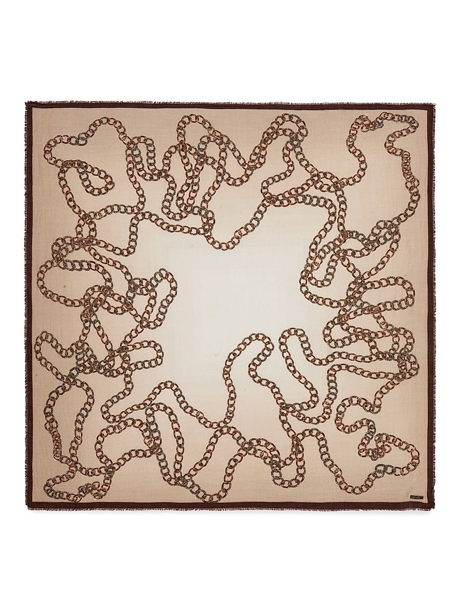 Women's Chain-Print Wool-Cashmere Scarf - Beige