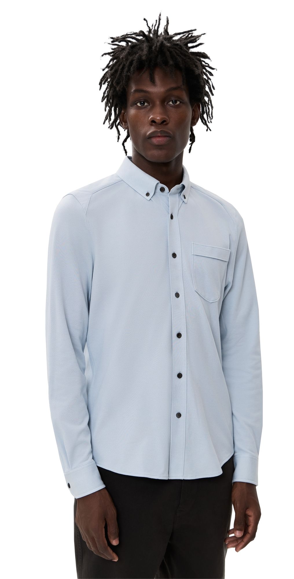 Rhone Effortless Oxford Button Down Shirt Blue Pearl Heather L