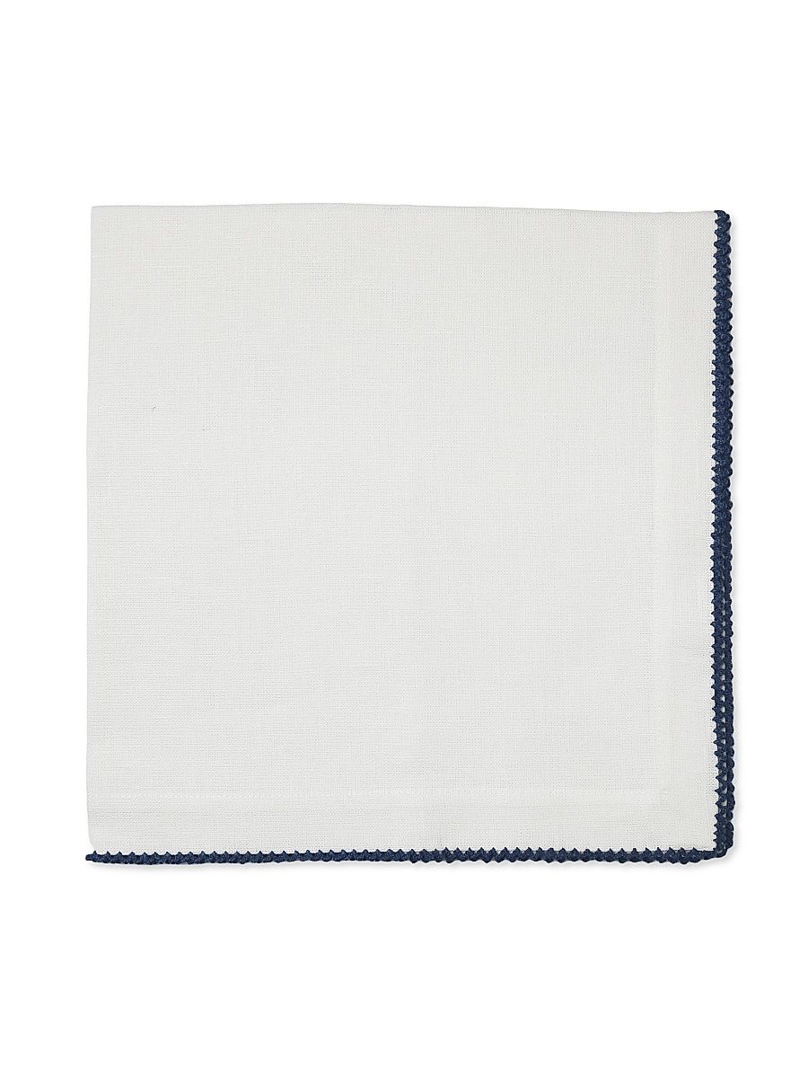 Picot Edge 4-Piece Napkin Set - White Soldier Blue