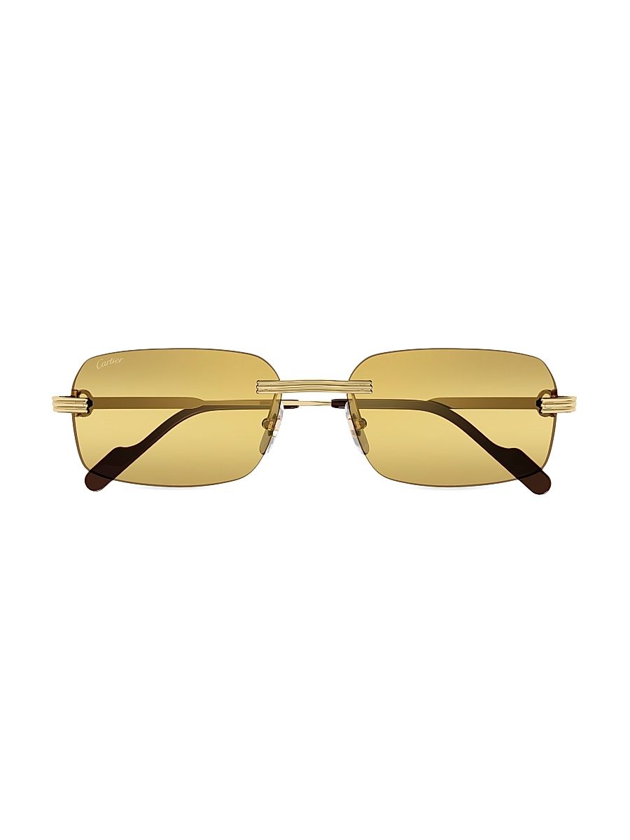 Men's Première De Cartier 58MM Rimless Rectangular Sunglasses - Gold