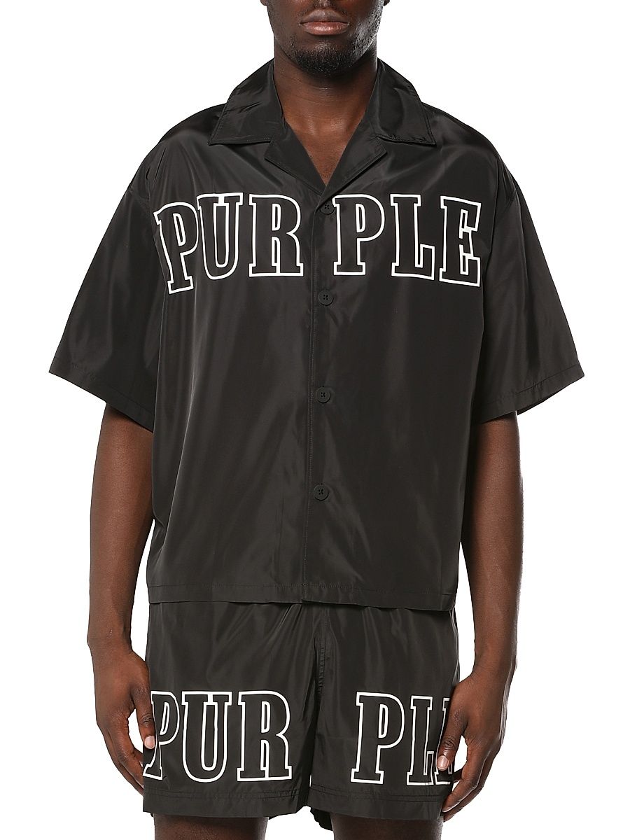Men's Everyday Logo Button-Front Shirt - Black - Size XXL