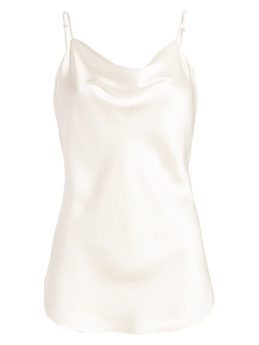 Women's Marta Silk Cowlneck Cami Top - Ivory - Size XL