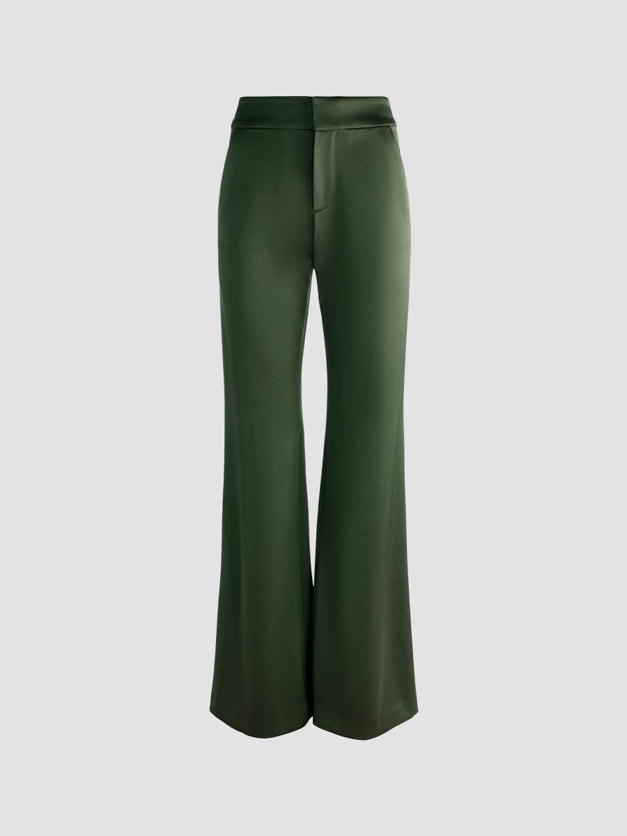 ALICE + OLIVIA Women's Dylan High-Rise Wide-Leg Pants - Dark Fern - Size 14
