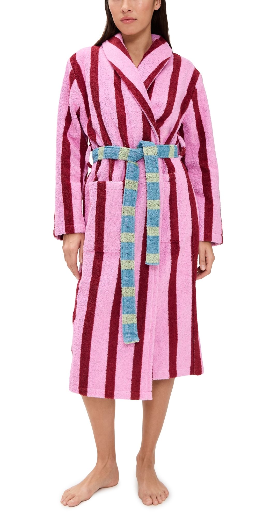 Dusen Dusen Stripe Bathrobe Magnolia XL