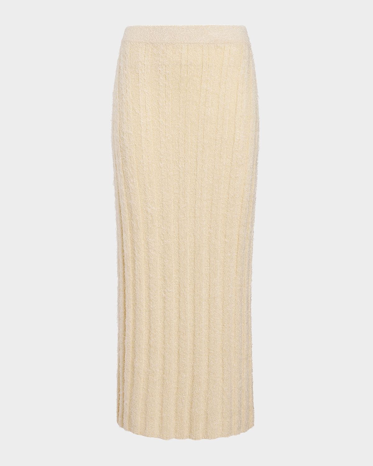 Claire Wide Rib Cashmere-Silk Midi Skirt