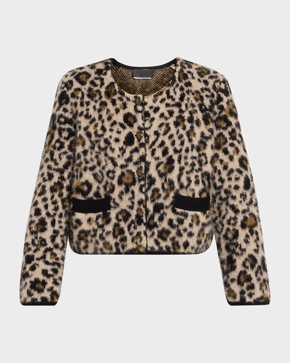 Beyton Leopard-Print Fuzzy Cashmere Cardigan