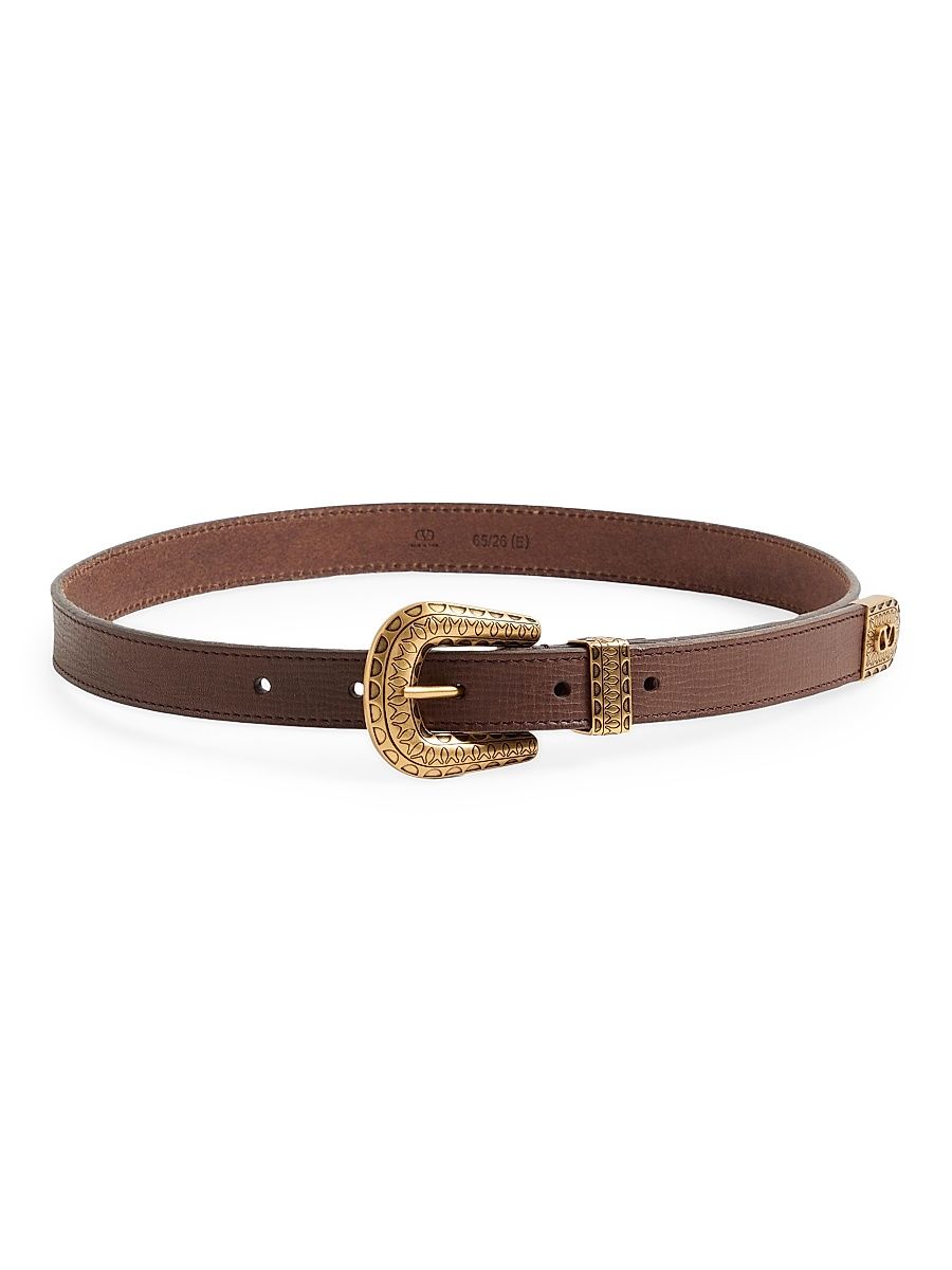 Women's VLogo Signature Calfskin Belt 20MM - Chocolate - Size Large