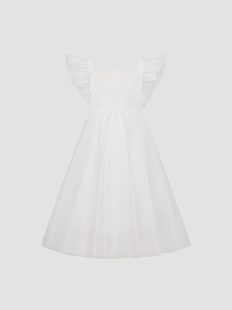 Little Girl's & Girl's Tulle A-Line Dress - White - Size 14