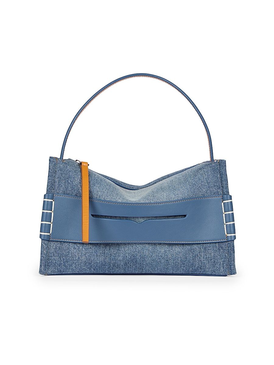 Women's Loafer Denim Top Handle Bag - Mid Blue Denim