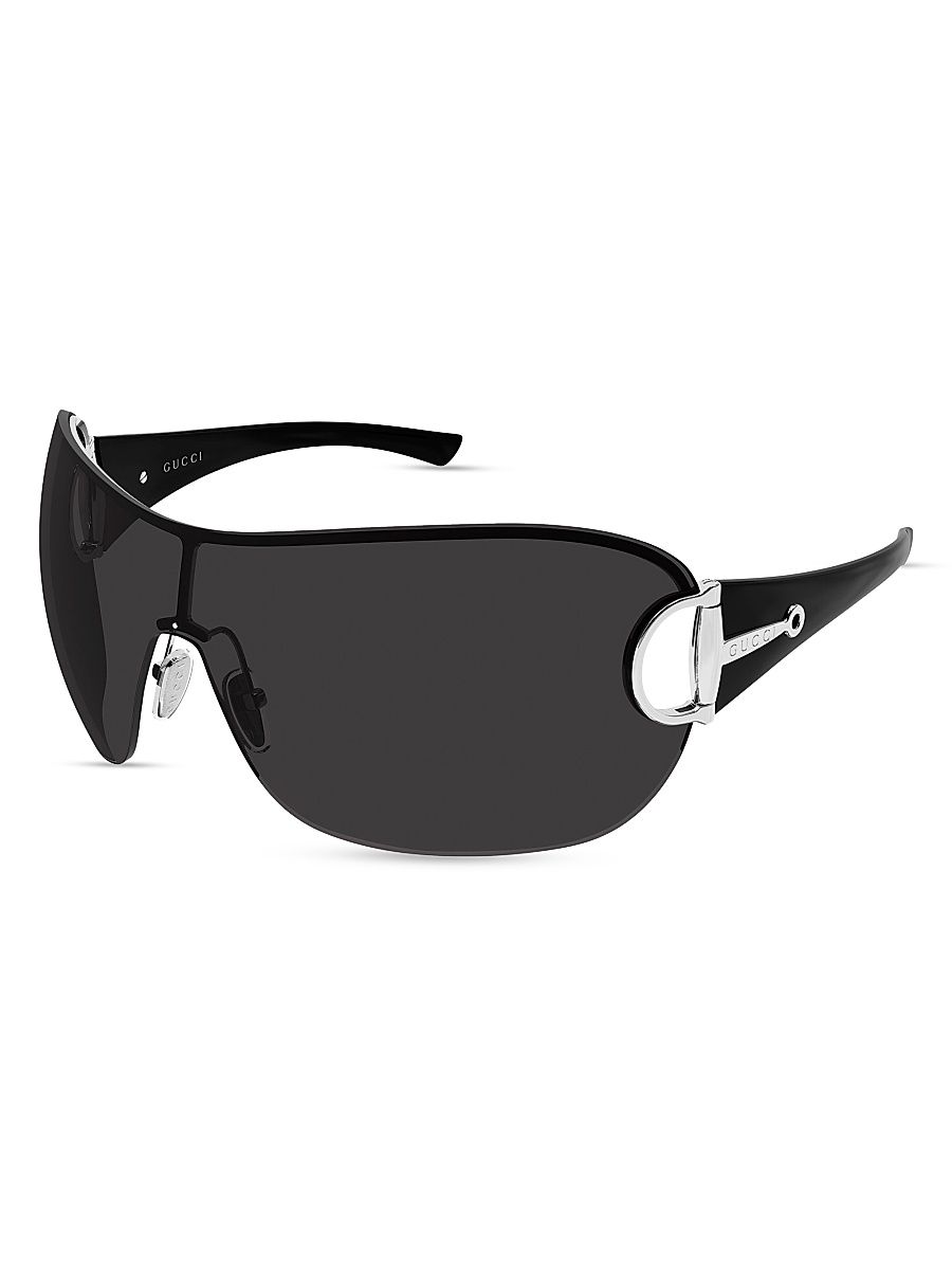 Men's Rimless Mask Sunglasses - Silver Black