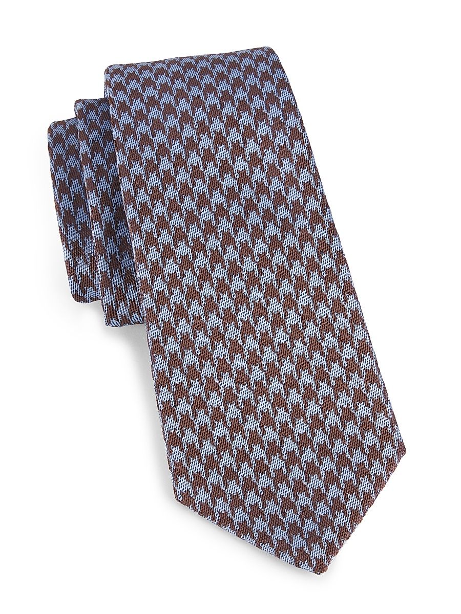 Men's Houndstooth Silk Tie - Brown