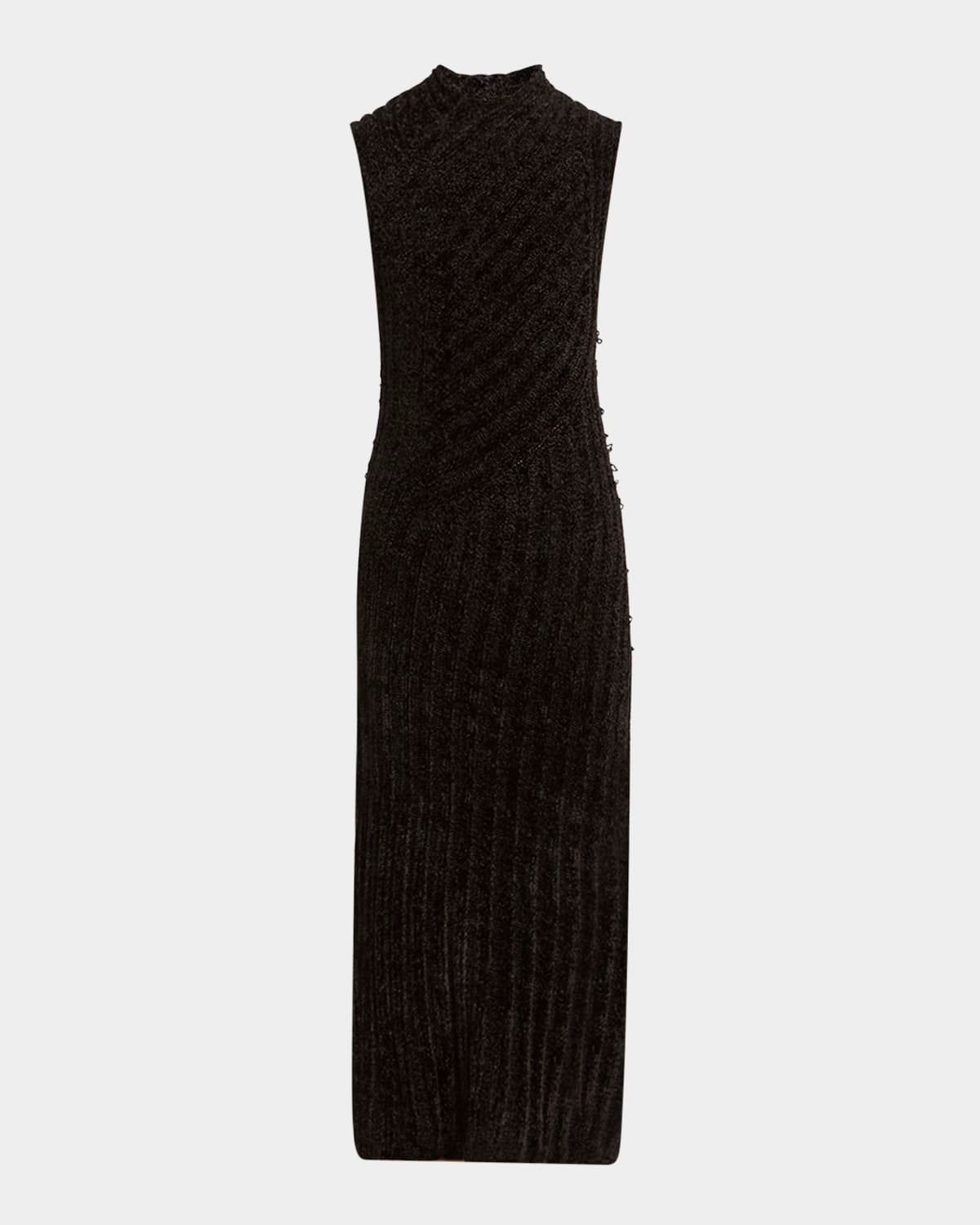 Ribbed Chenille Sleeveless Midi Dress