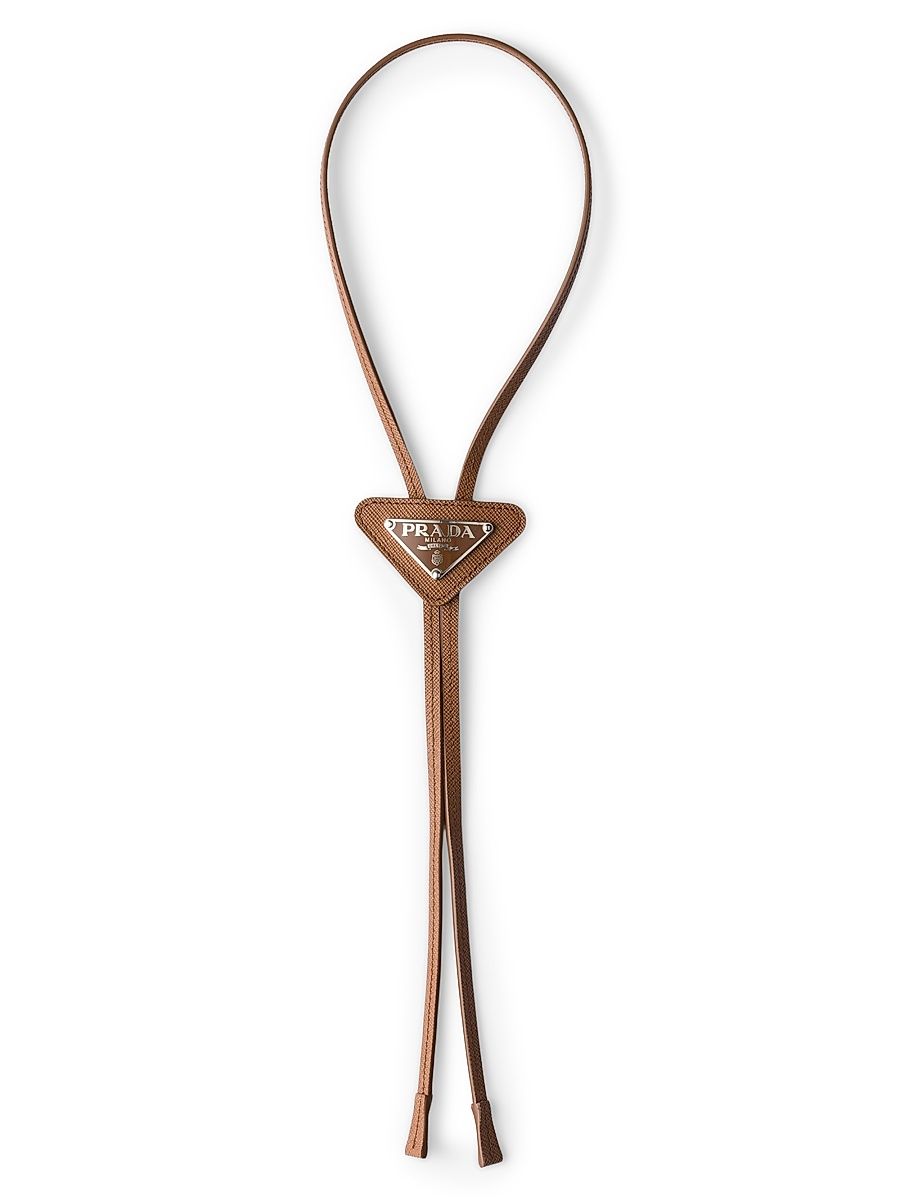 Men's Saffiano Leather Bolo Tie - Brown