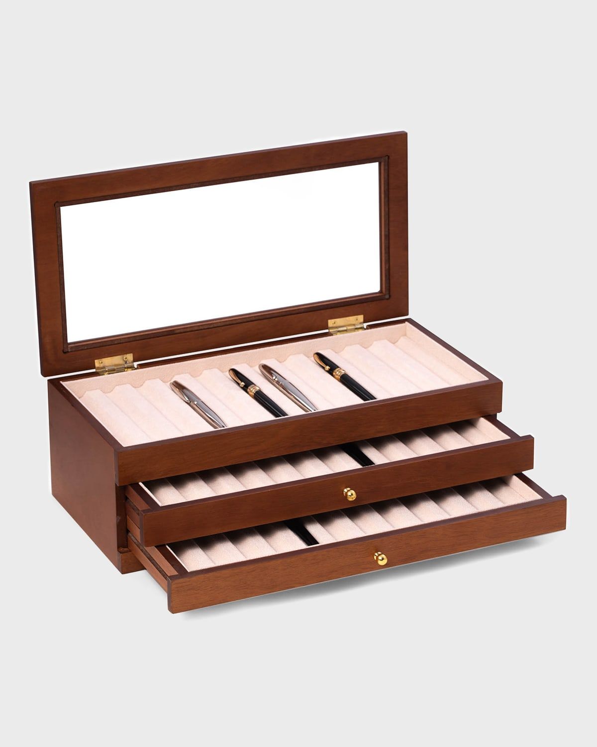 Men & apos;s 36-Pen Cherry Wood 3-Level Storage Case