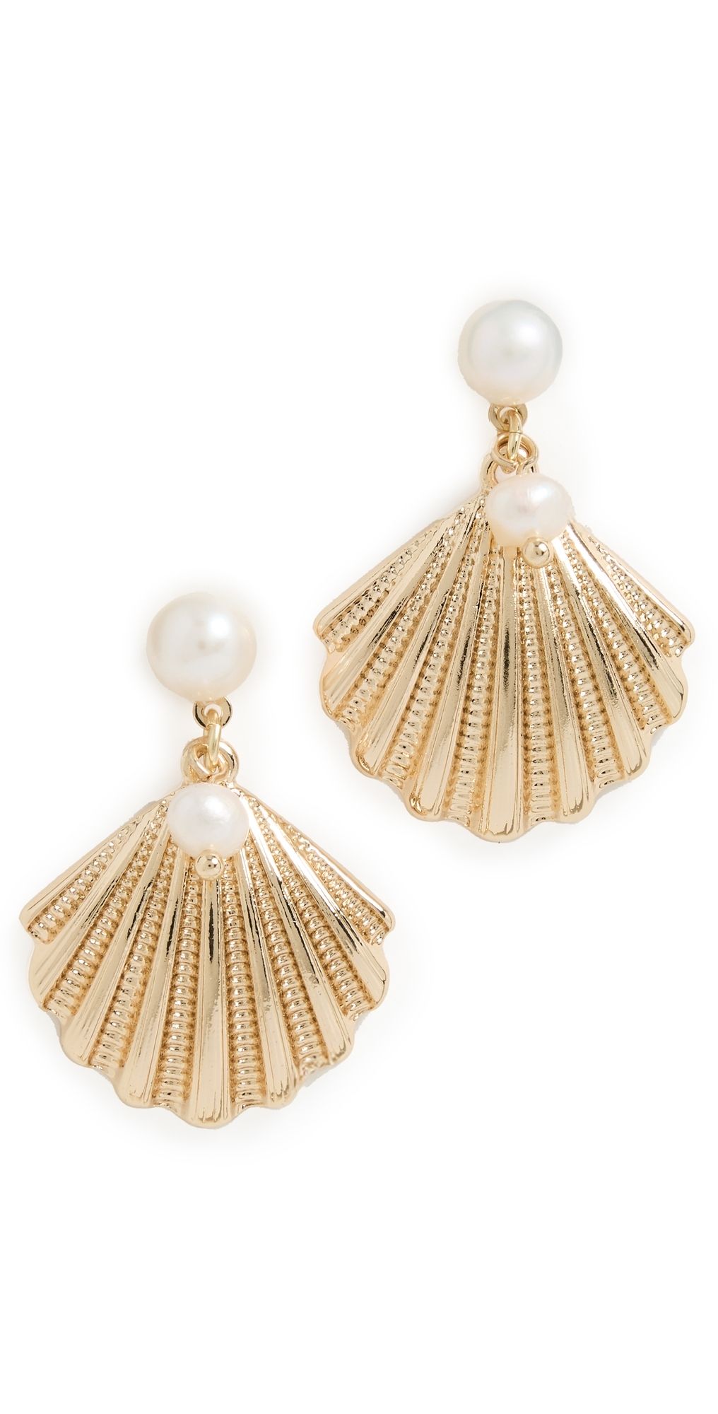 Ettika Scallop Shell and Pearl Earrings Gold One Size