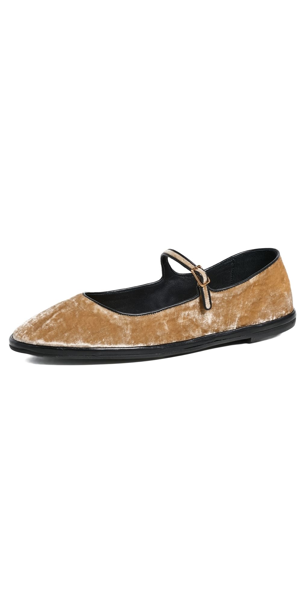 Emme Parsons Salomé Flats Champagne Velvet/Black Piping 37