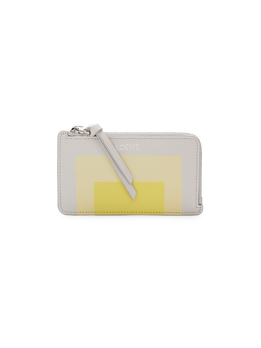 Women's Albers Leather Coin Card Case - Pale Grey Light Citrine