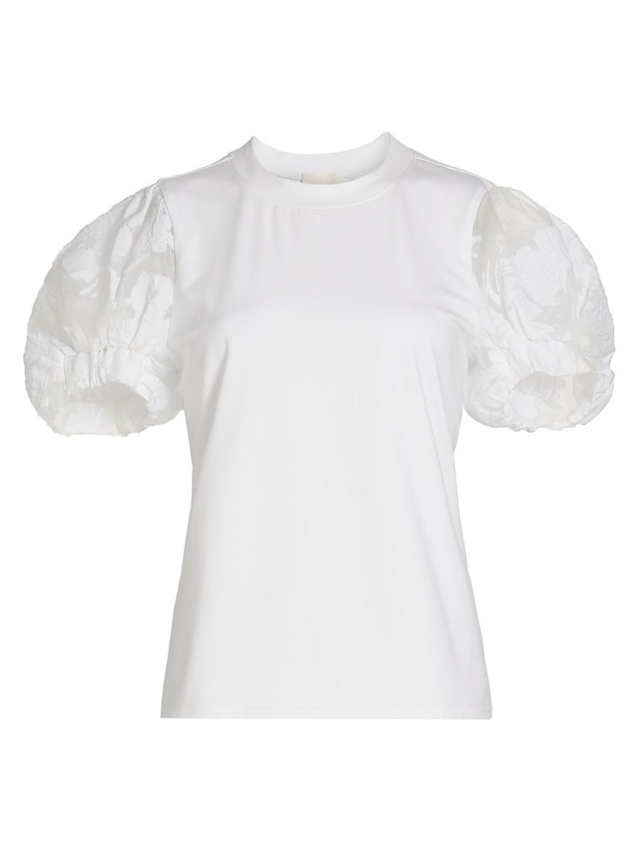 Women's Paper Floral Organza Yashi Top - White - Size XL