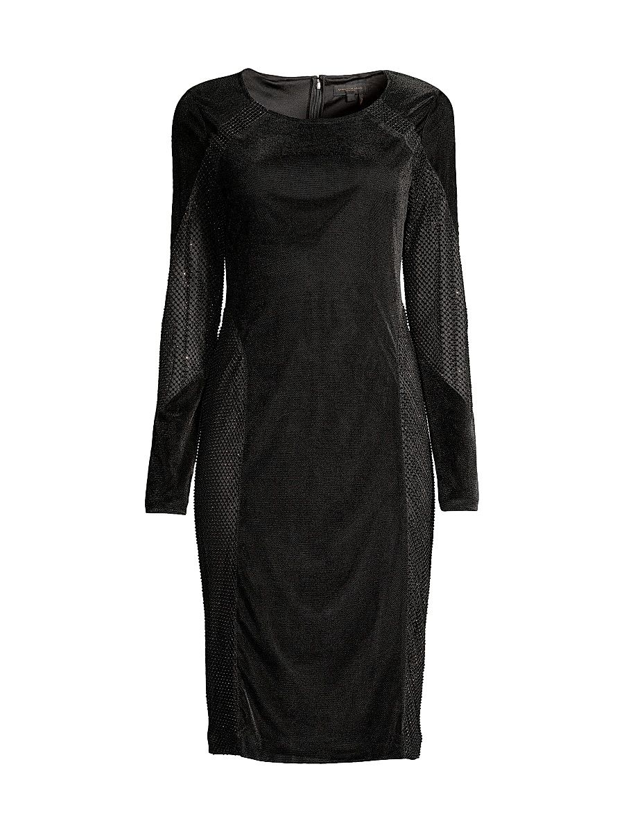 Women's Social Occasion Velvet & Mesh Cocktail Dress - Black - Size 8