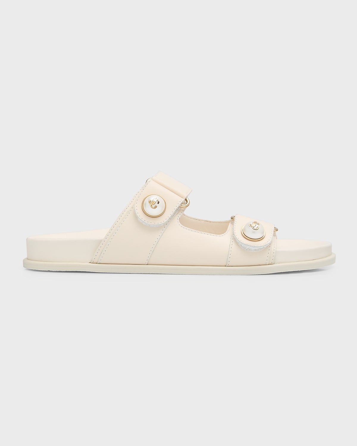 Fayence Pearly-Button Slide Sandals