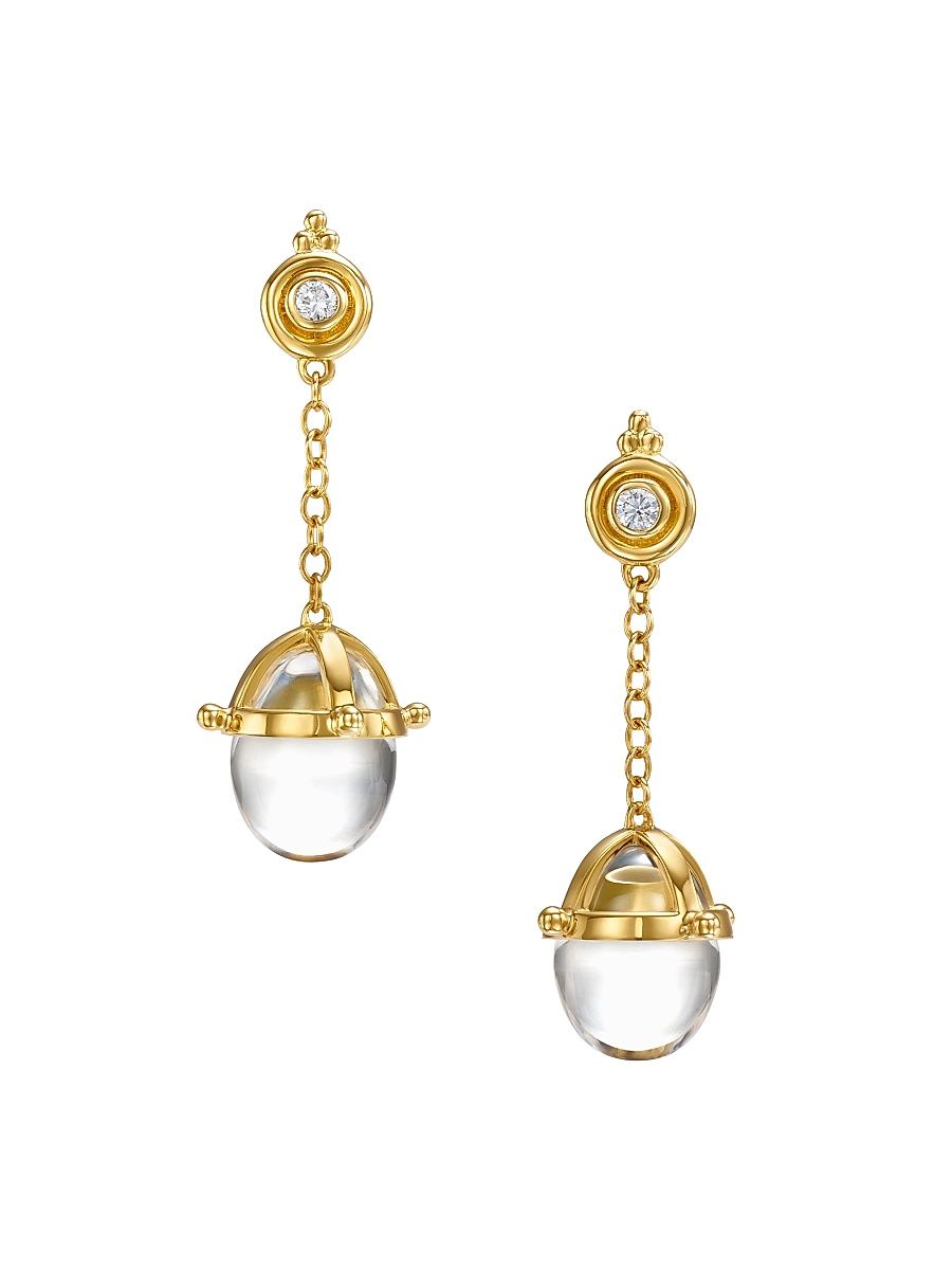 Women's Florence86 18K Yellow Gold, Crystal & 0.12 TCW Diamond Drop Earrings - Gold
