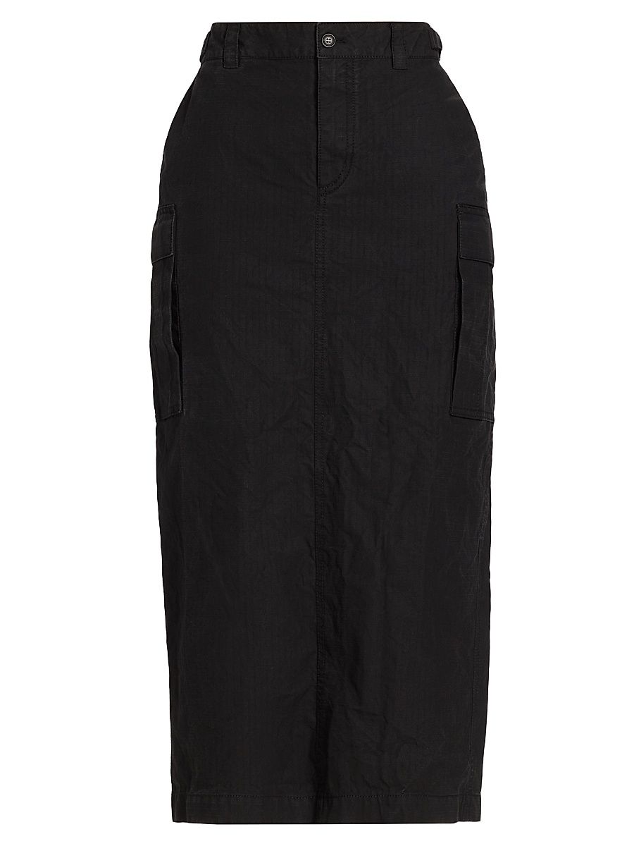 Women's Cargo Midi-Skirt - Black - Size Medium