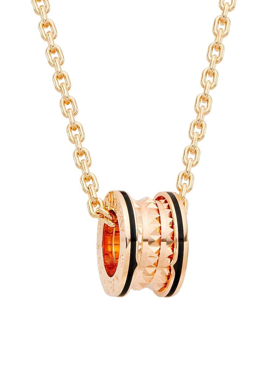 Women's B. zero1 Rock 18K Rose Gold & Black Ceramic Pendant Necklace - Rose Gold